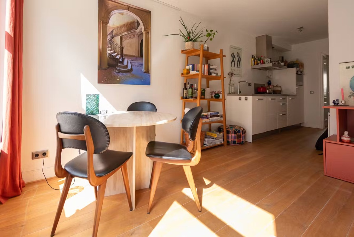 Chic, minimalist home with pops of color