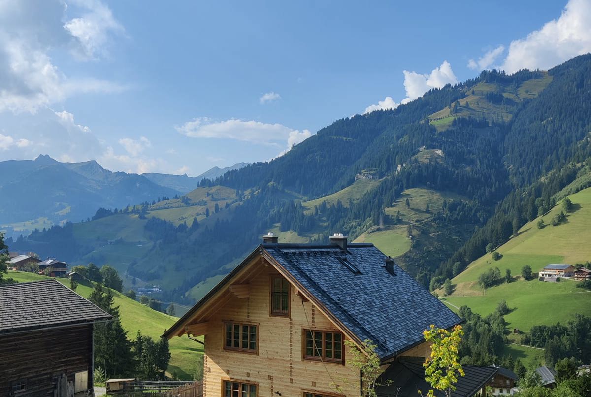 Lovely wood house in the middle of the alps.