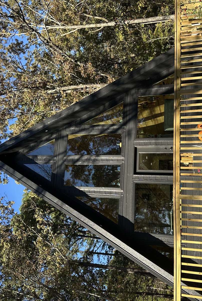 Cozy Black A Frame tucked in the woods