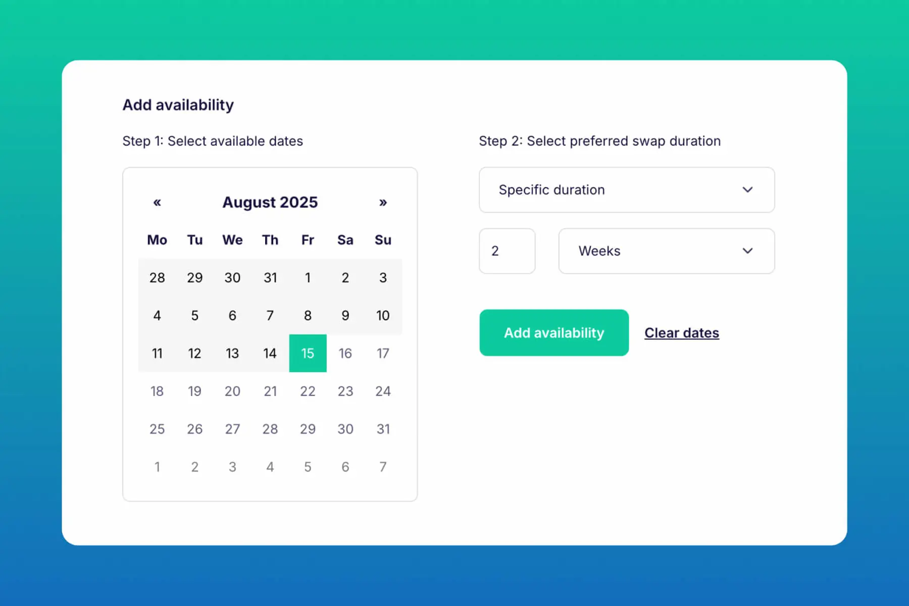 New Swaphouse feature: set your preferred swap duration