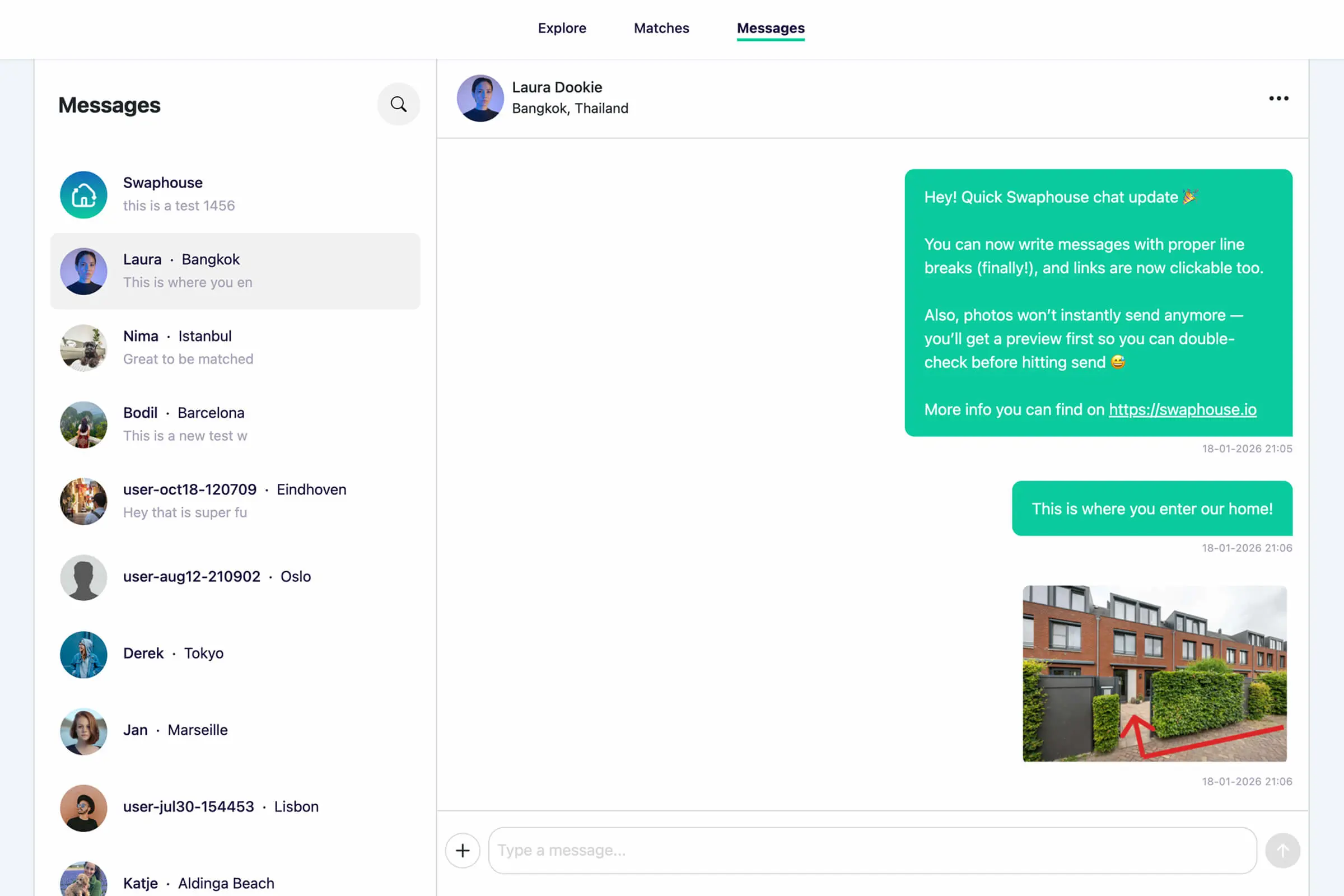 Swaphouse chat messages improvements