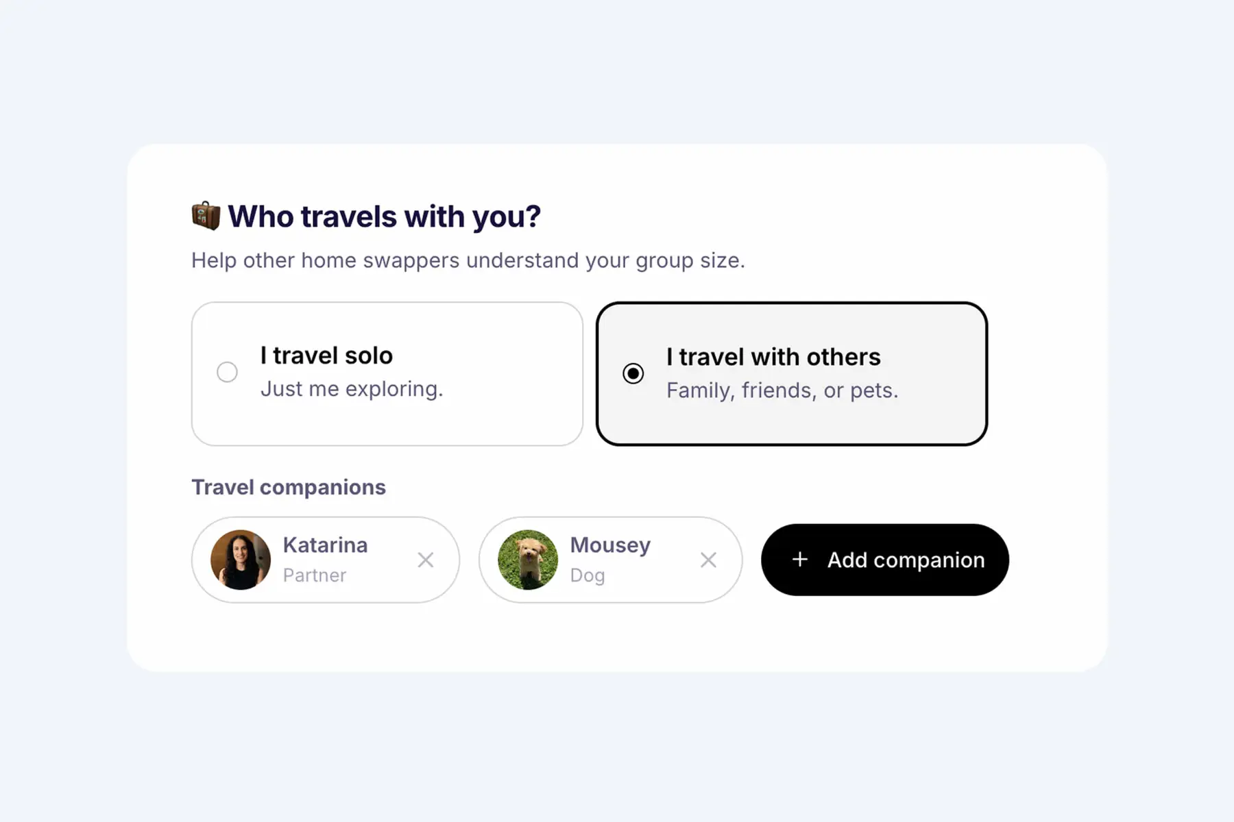 Swaphouse profile: traveling with others