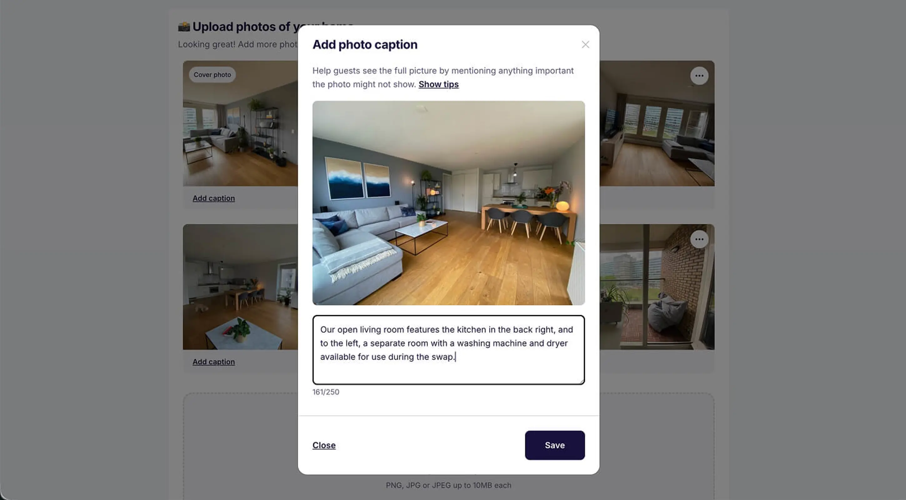 Swaphouse add photo caption