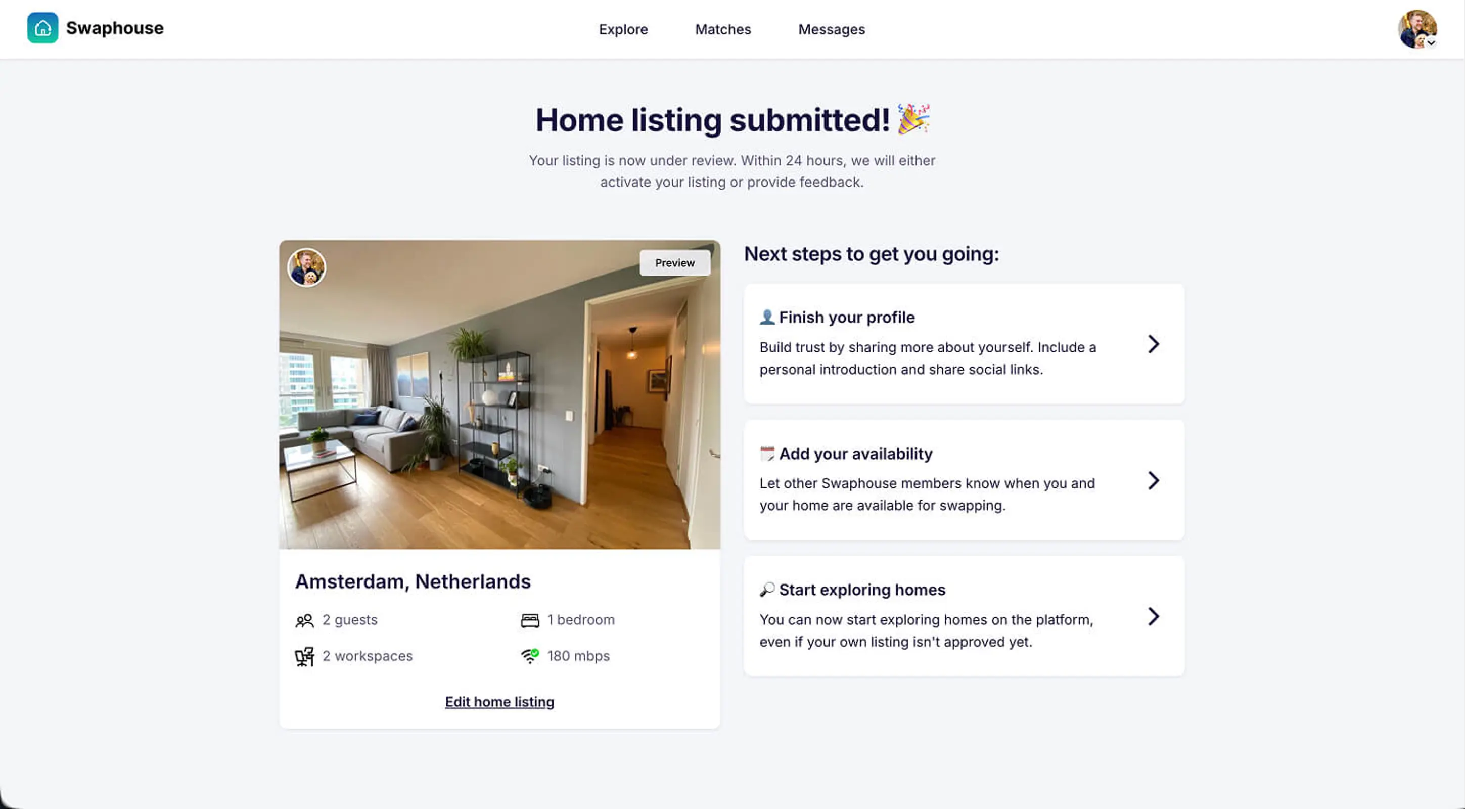 Swaphouse home listing submitted