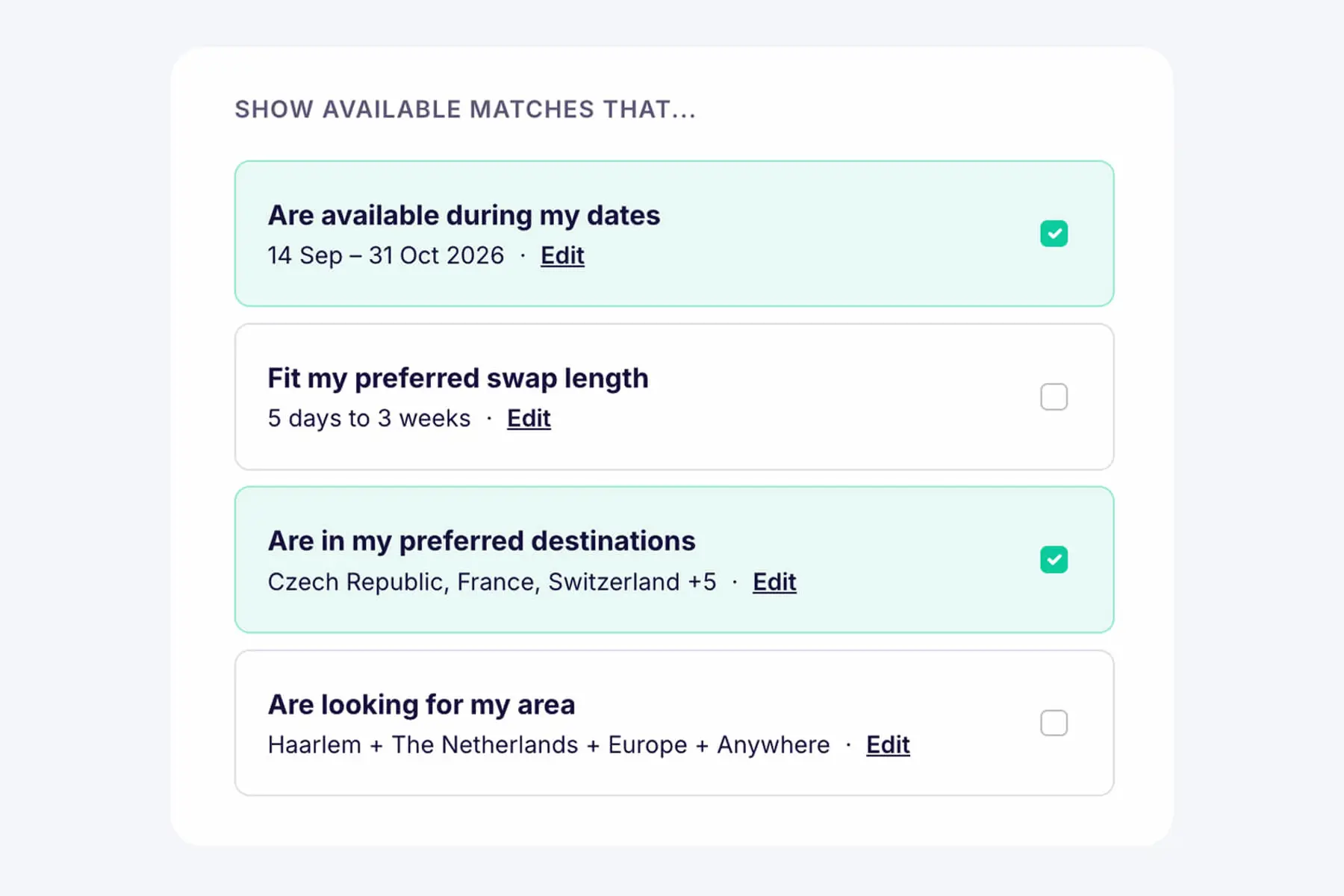 Swaphouse filter matches by availability